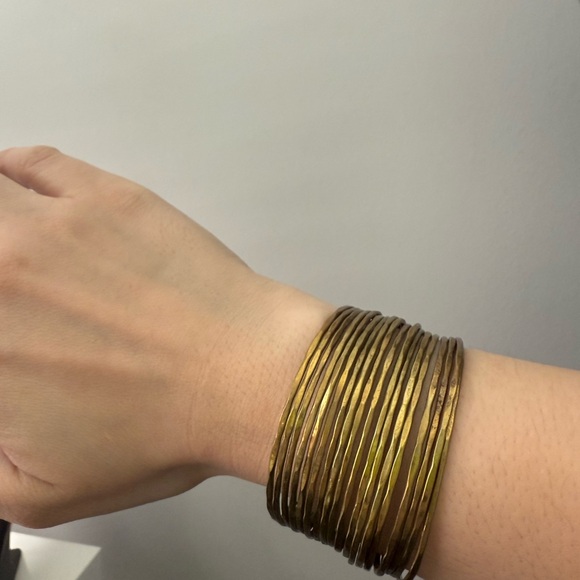 Vintage Brass Coil Cuff Bracelet – Stacked Bangle Look - Picture 2 of 4